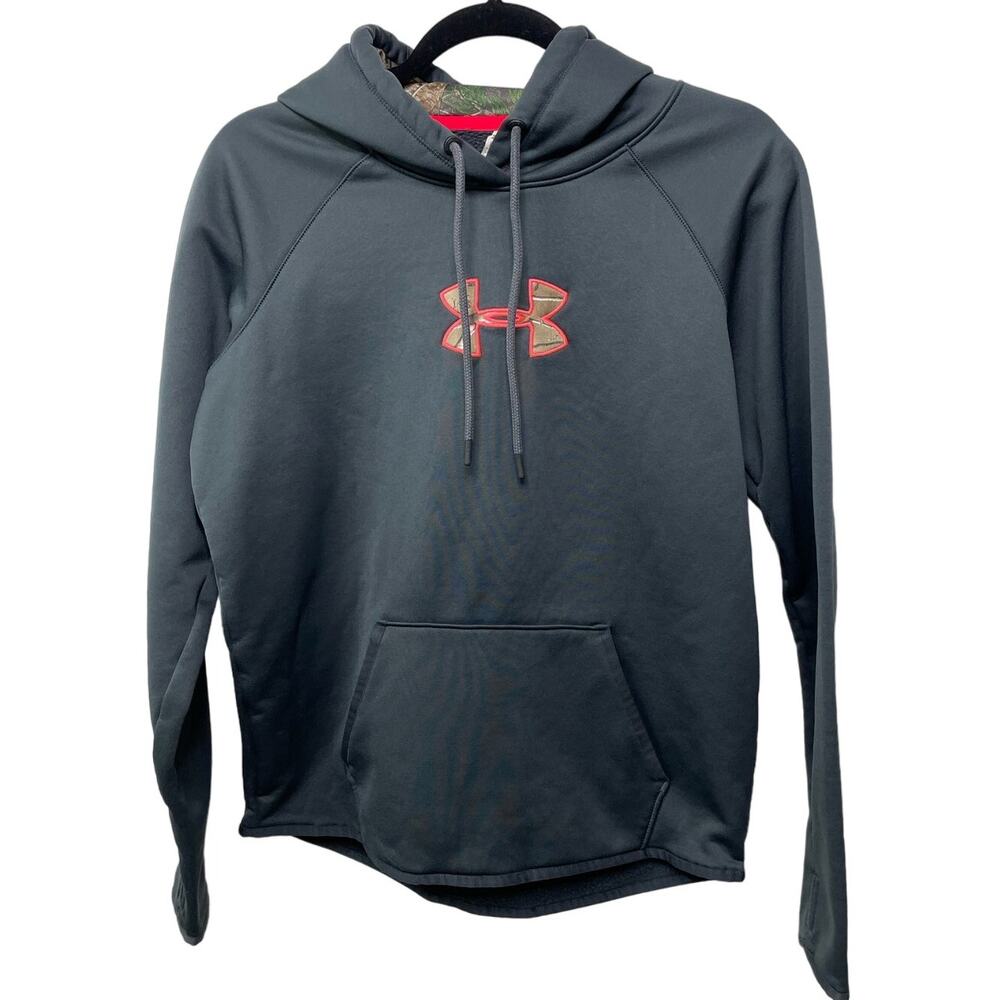 Under Armour Cold Gear‎ Camo Hooded Sweatshirt Long Sleeve Logo Womens Black M